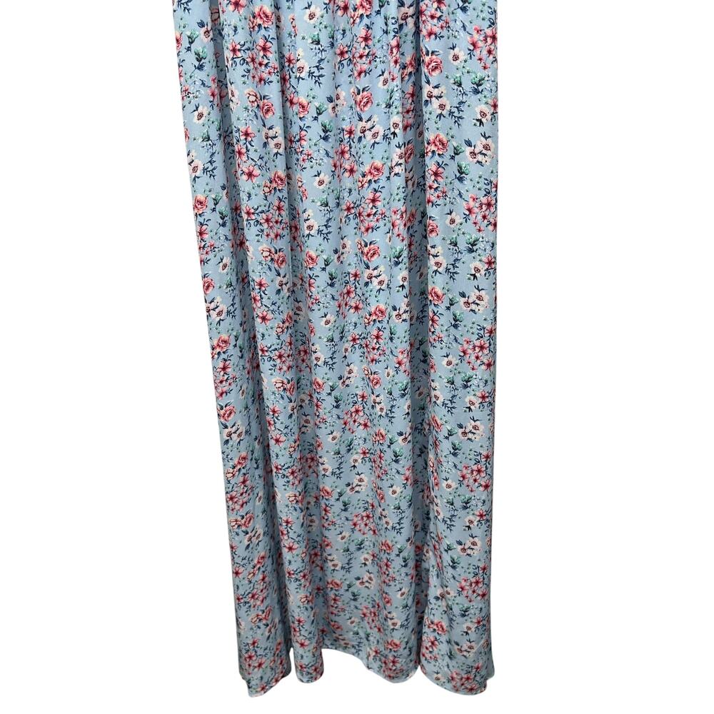 Pie In The Sky Smocked Lace Up Puff Sleeve Floral Maxi Dress M Cottage Prairie - Picture 6 of 15